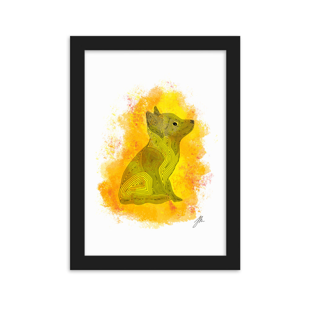 Yellow Fox Framed matte paper poster