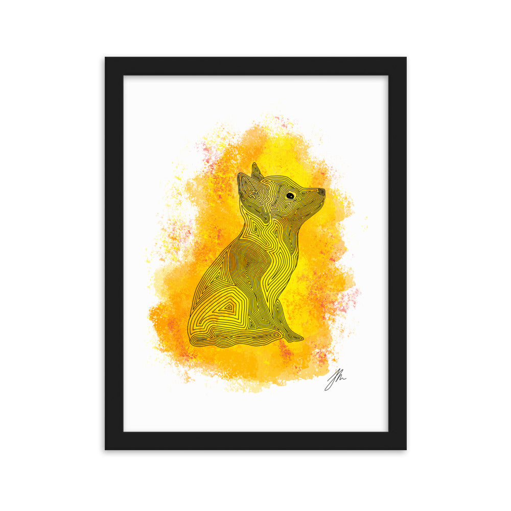 Yellow Fox Framed matte paper poster