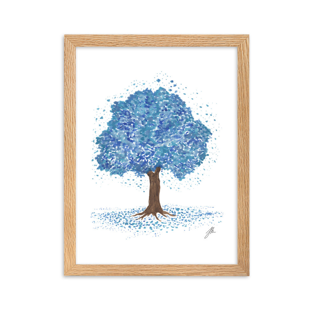 Blue Tree Framed matte paper poster