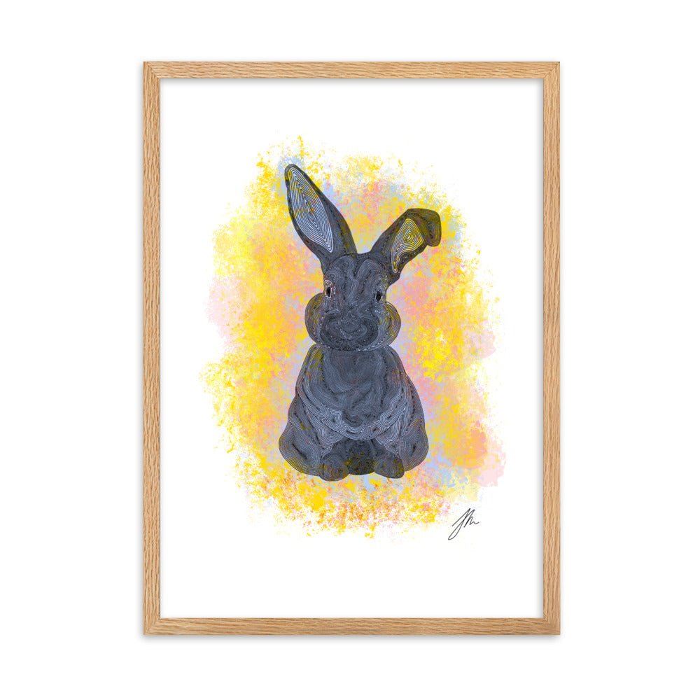 Yellow Bunny Framed matte paper poster