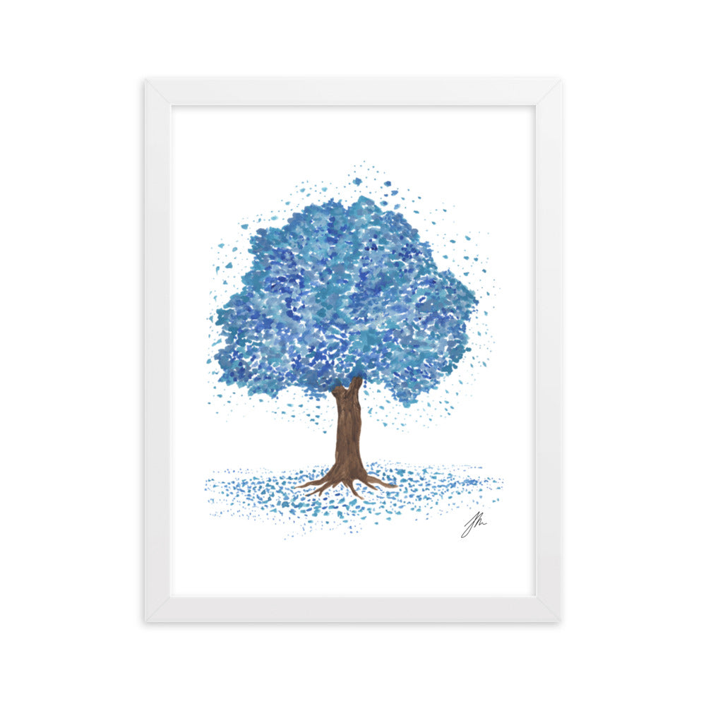 Blue Tree Framed matte paper poster