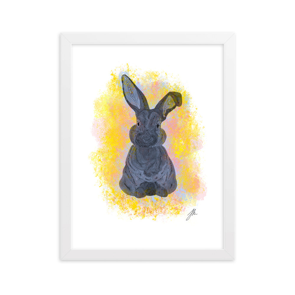 Yellow Bunny Framed matte paper poster