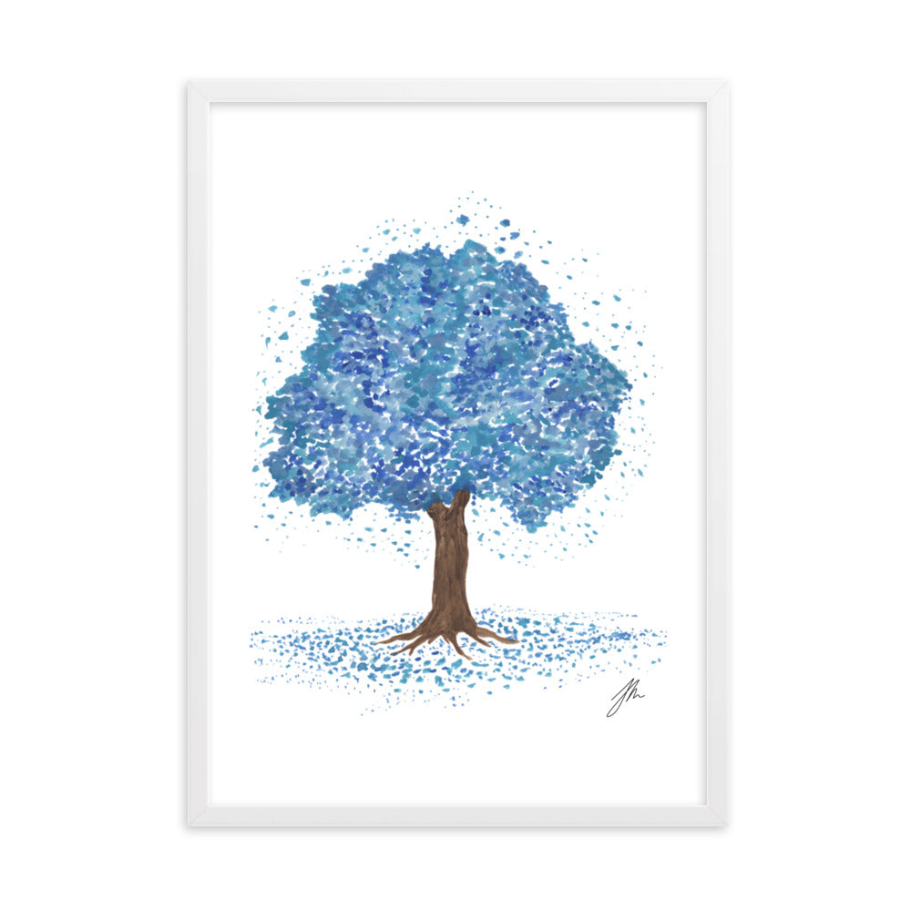 Blue Tree Framed matte paper poster