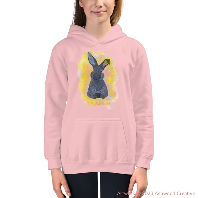 Yellow Bunny Kids Hoodie Baby Pink / Xs