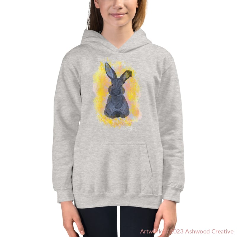 Yellow Bunny Kids Hoodie Heather Grey / Xs