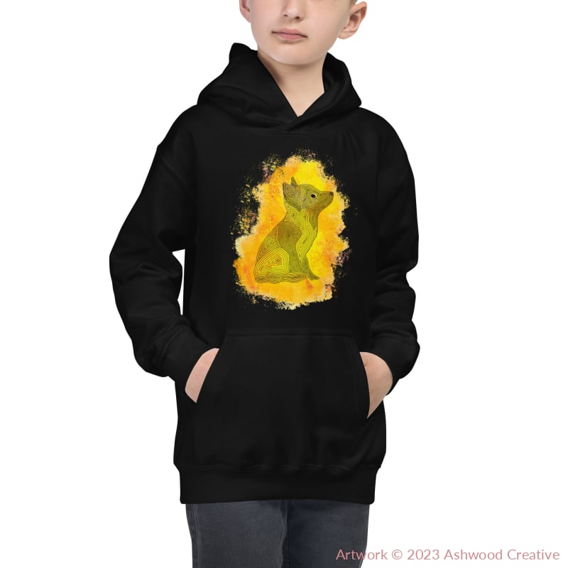 Yellow Fox Kids Hoodie Jet Black / Xs