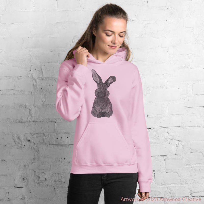 Black Bunny Unisex Hoodie Light Pink / S