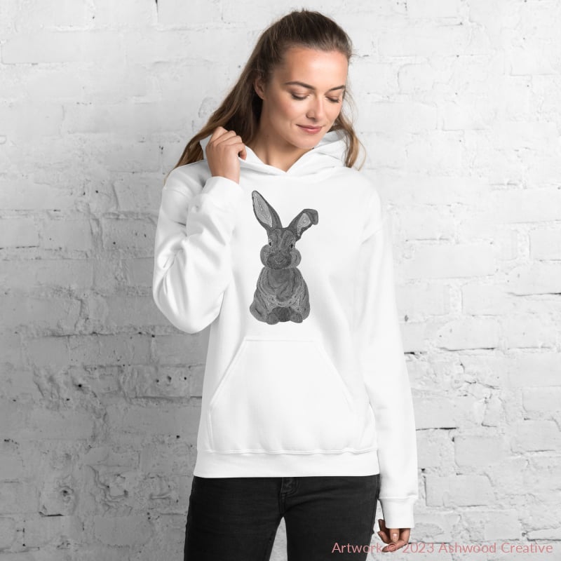 Black Bunny Unisex Hoodie White / S