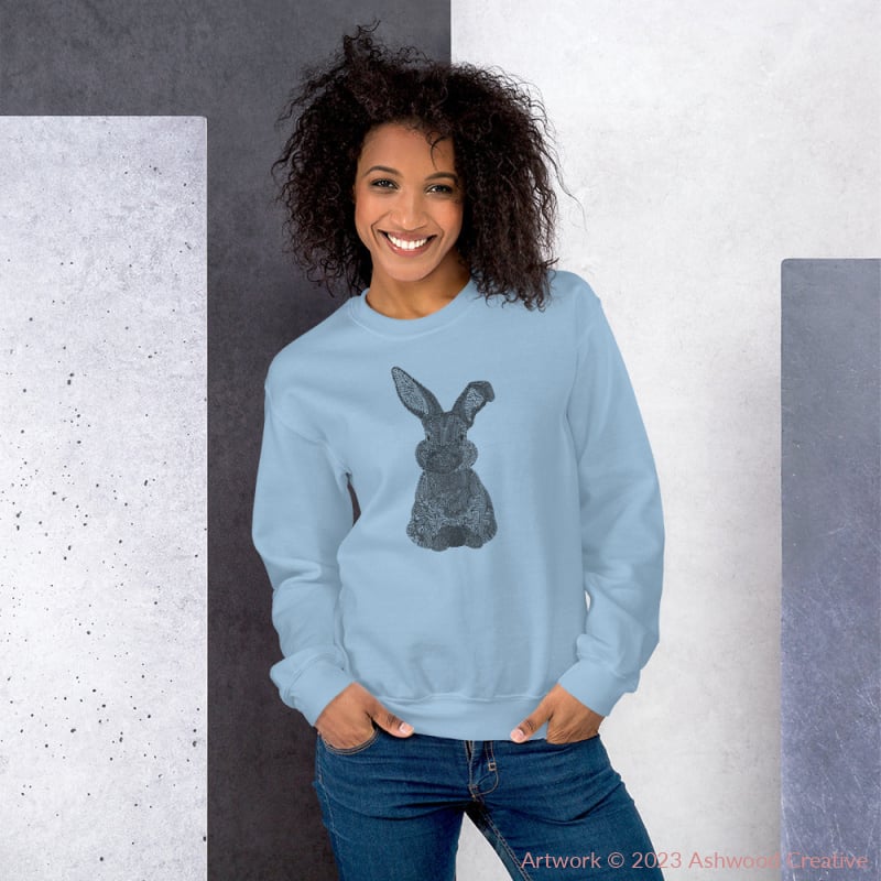 Black Bunny Unisex Sweatshirt Light Blue / S