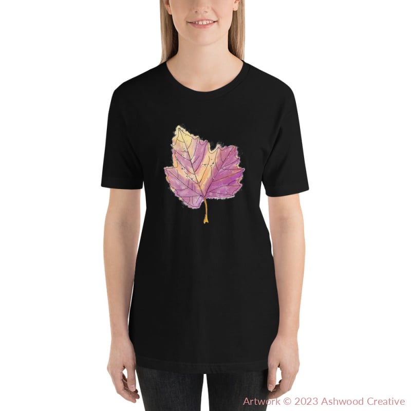 Purple Leaf Unisex T-Shirt Black / S