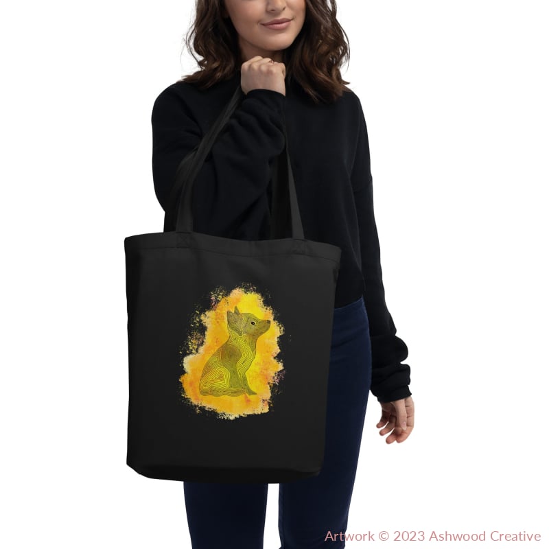 Yellow Fox Eco Tote Bag Black